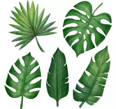 Realistic tropical leaf living room plant wall sticker - TenStickers