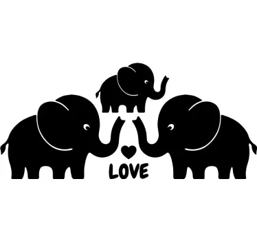 Quote wall sticker love elephants together - TenStickers