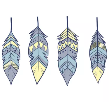 Stylized Feather Patterns wall sticker - TenStickers