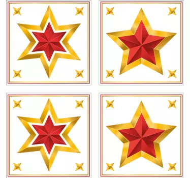 Gold Christmas Star tile christmas wall sticker - TenStickers