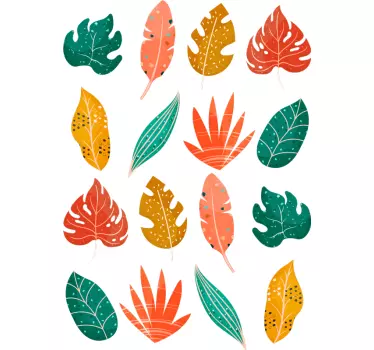 Vibrant leaf elements wall sticker - TenStickers
