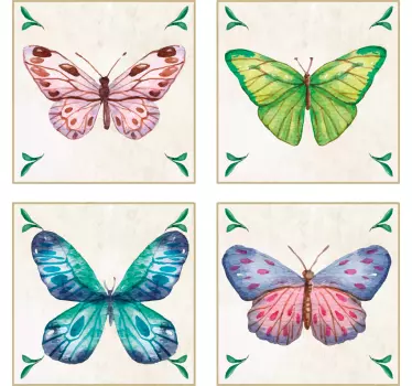 Coloured butterfly pattern tile sticker - TenStickers
