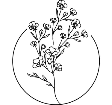 Flower wall sticker botanical round design - TenStickers