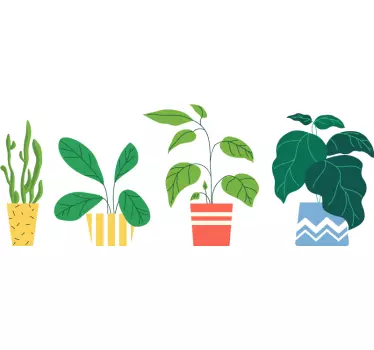 Decorative flower pots plant wall sticker - TenStickers