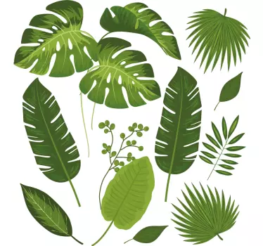 Variety of leaves plant wall sticker for bedroom - TenStickers