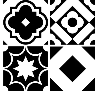 Black and white bathroom geometric wall sticker - TenStickers