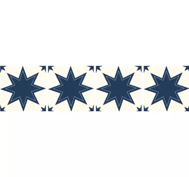 Dark blue and white big star bathroom tile sticker - TenStickers