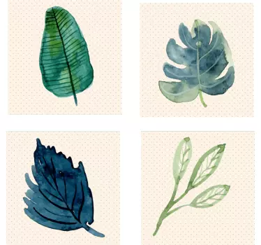 Tropical grey leaves bathroom tile sticker - TenStickers