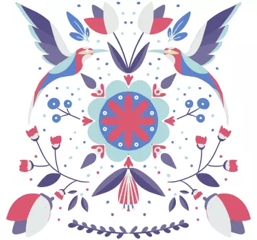Floral bird motif nature wall sticker - TenStickers