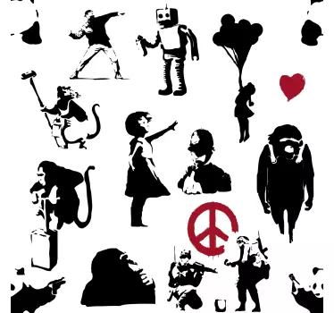 Banksy dance pattern furniture sticker - TenStickers