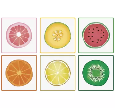 Sliced bordered fruit tile stickers - TenStickers