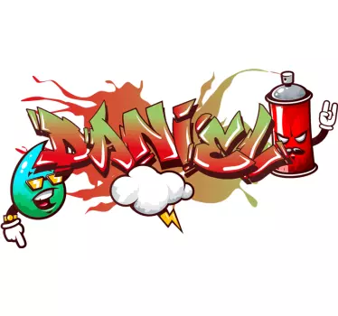 Personalised graffiti spraycan name wall sticker - TenStickers