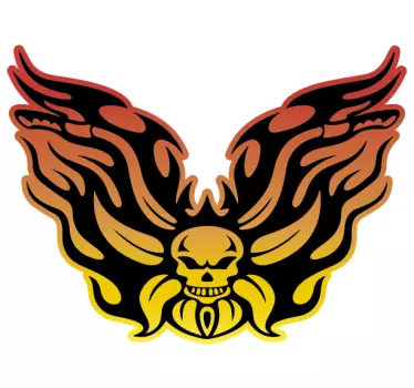 Motorbike sticker flaming skull wings - TenStickers