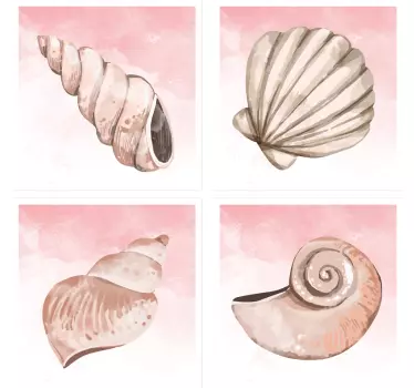 Nature wall sticker seashell watercolors - TenStickers