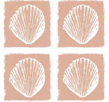 Retro seashell pattern beige  bathroom tile sticker - TenStickers