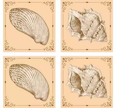 Nature wall sticker decorative seashell designs - TenStickers