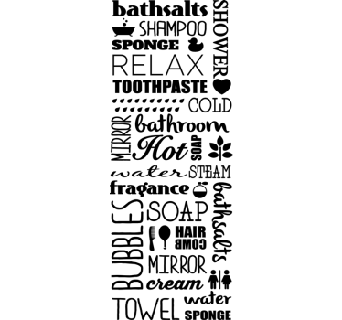 bathroom cloud of words shower screen sticker - TenStickers