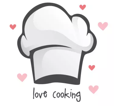 love cooking cook cap kitchen wall sticker - TenStickers