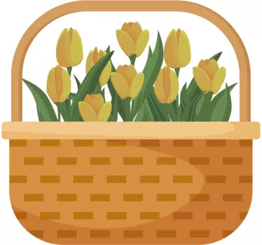 Basket of Tulips flower wall sticker - TenStickers