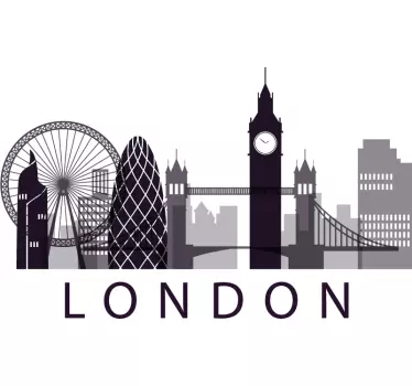 Blue London skyline laptop stickers - TenStickers