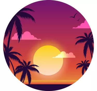 Nature wall sticker tropical dusk landscape - TenStickers