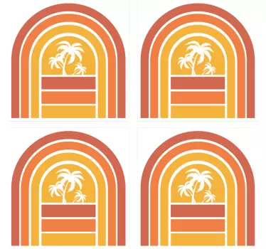 Retro sunset and palms tile transfer decal - TenStickers