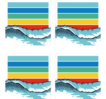 Nature wall sticker waves and stripes design - TenStickers