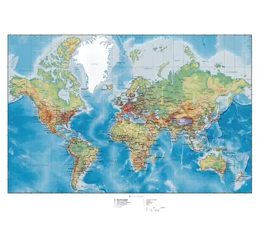 World Atlas map living room wall sticker - TenStickers