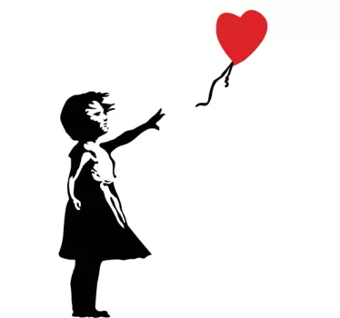 Girl with Red Balloon Silhouette Wall Sticker for Bedroom - TenStickers