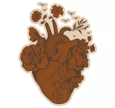 Wall sticker floral heart symbol - TenStickers