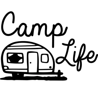 Camp Life caravan sticker with text - TenStickers