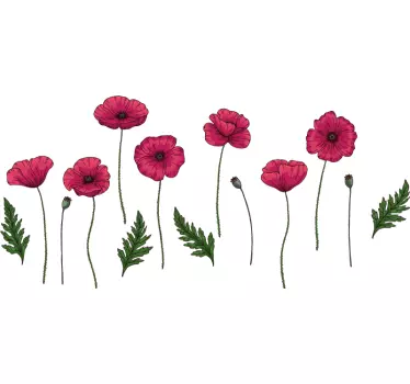 Set of poppies flower living room wall sticker - TenStickers