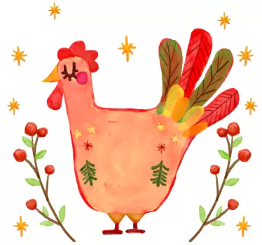Floral Rooster bird decal - TenStickers