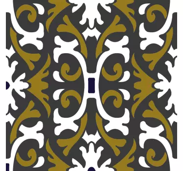 Vintage beige floral pattern kitchen tile sticker - TenStickers
