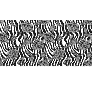 Zebra print and ornamental flowers decals for furniture - TenStickers