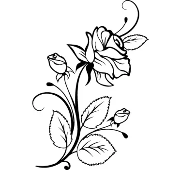 Rose silhouette flower wall sticker - TenStickers