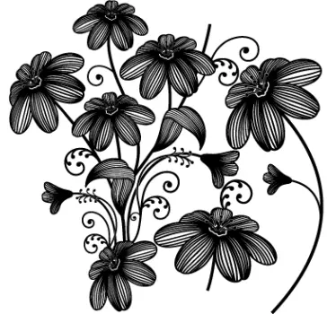 Seven Sketch Floral Decal - TenStickers