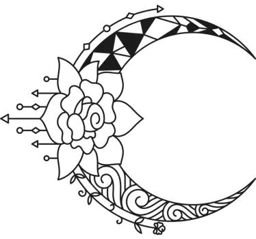 Floral Moon Design nature wall sticker - TenStickers
