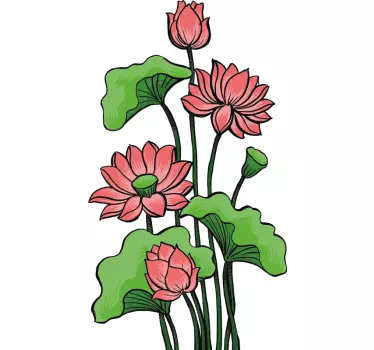 Flower wall sticker lotus blossom arrangement - TenStickers