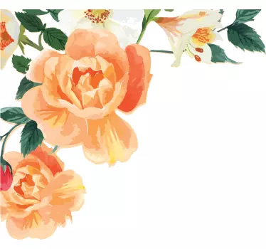 Peach Rose Arrangement flower wall sticker - TenStickers