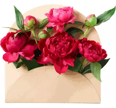 Flower wall sticker peony bouquet arrangement - TenStickers