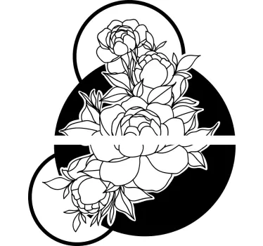 Monochrome circular design flower wall sticker - TenStickers
