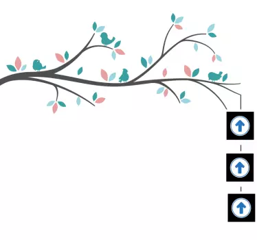 Nature wall sticker birds on branch - TenStickers