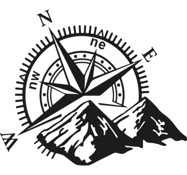 Mountain with compass nature stickers - TenStickers
