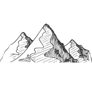 Mountains hand drawn sketch nature stickers - TenStickers