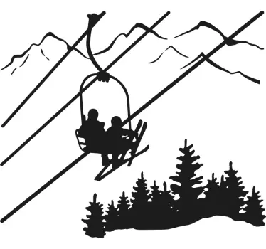 Design of a mountain with ski chair lift nature stickers - TenStickers