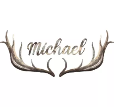 Quote wall sticker personalized antler name - TenStickers