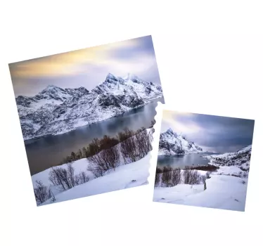 Nature wall sticker picturesque mountain view - TenStickers