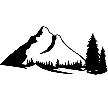 Mountain Landscape Silhouette nature wall sticker - TenStickers