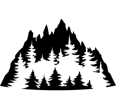 Nature wall sticker mountain trees silhouette - TenStickers